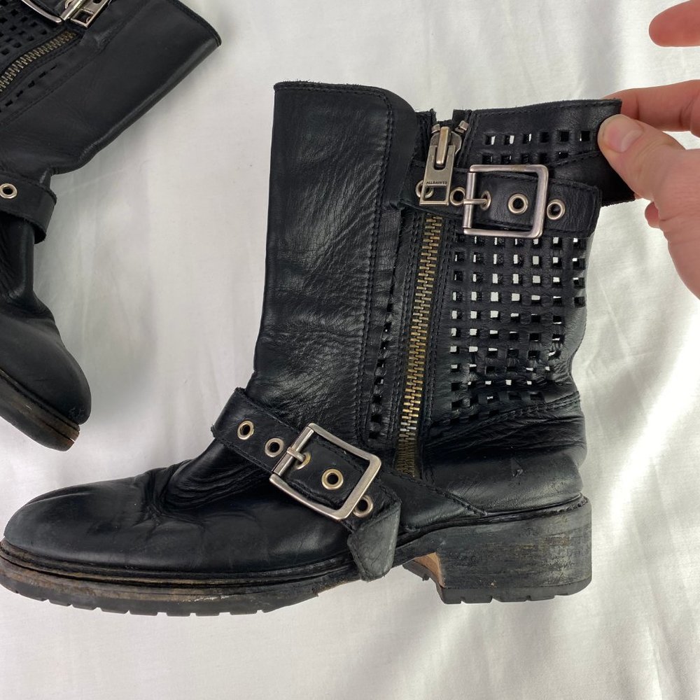 All Saints | Size 38. Black Leather Cutout Boots